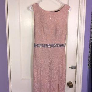 Peach sparkly prom dress
